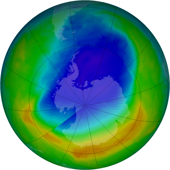 Antarctic ozone map for 05 November 1997